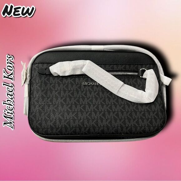 New NWT Michael Kors Jet Set Large Zip Chain Crossbody Purse – Black - Picture 1 of 6